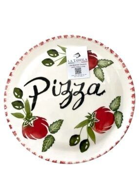Hand Painted Ceramic Pizza Serving Platter 13” Made In Italy Pizza Tray NWT